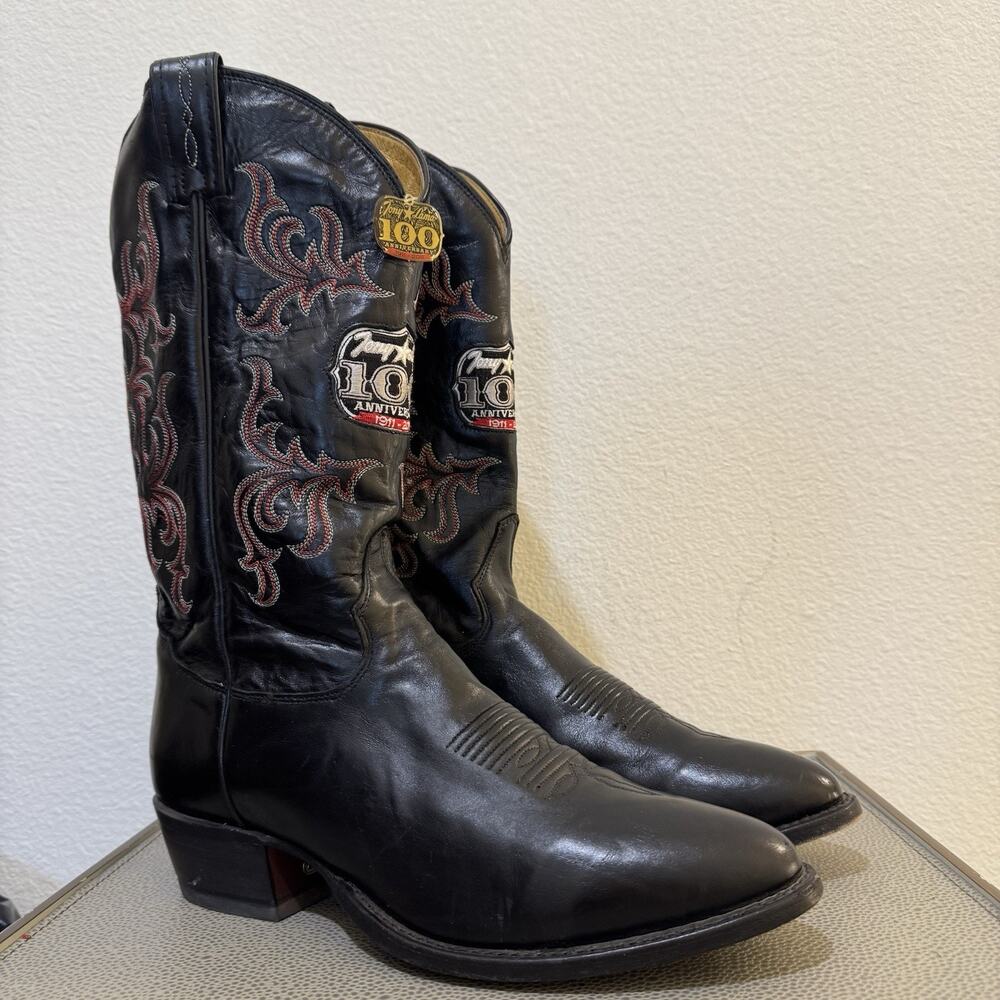 Tony Lama 100th Anniversary Cowboy Boots 11 D Black USA Limited Centennial